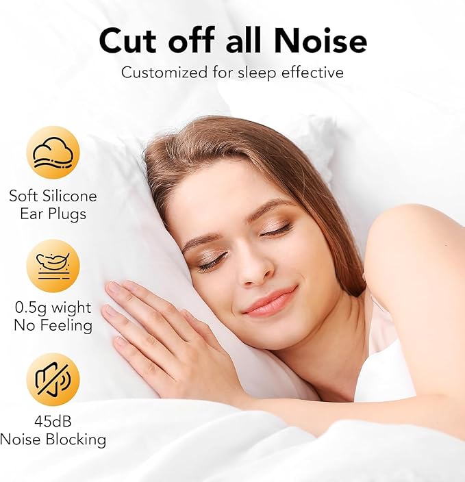 45dB Black Sleep Noise Canceling Earplugs | Soft Reusable Silicone | All-Scenario Hearing Protection (Sleep, Concerts, Work, Study, Travel)