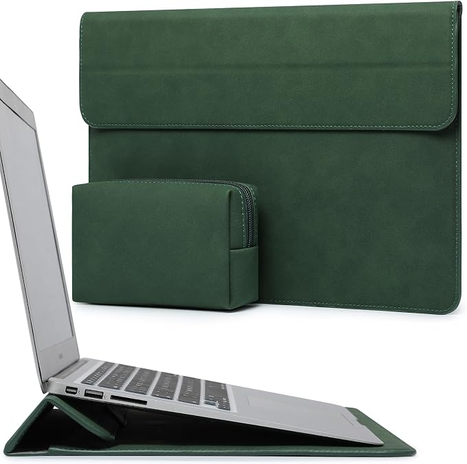 HYZUO 13 Inch Laptop Case Sleeve with Stand for 2026-2018 MacBook Air 13 M5 M4 M3 M2 M1, 2026 13" MacBook Neo, 2026-2016 MacBook Pro 13 M2 M1, iPad Pro/Air 13, Surface Pro 12-3, XPS 13, Midnight Green