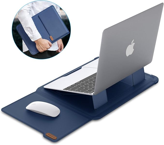 Nillkin Laptop Sleeve 15.6 inch (3-in1), MacBook Sleeve with Adjustable Stand & Mouse Pad, 2 Stand Modes, 15 inch Laptop Case, Slim MacBook Accessories for Samsung/Surface/Chromebook 13-15.6'', Blue