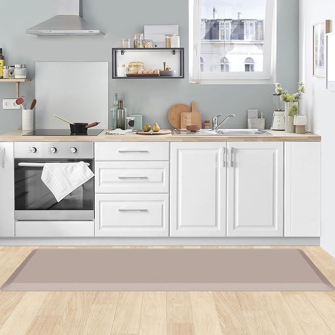 KitchenClouds Kitchen Mat Cushioned Anti Fatigue Kitchen Rug Non Slip Standing Mat Comfort Floor Mats for Sink Office (17.3"x60"- 0.8inch,Khaki) | Water-Resistant, Non-Slip, Easy to Clean Comfort Floor Mat for Kitchen, Sink & Office, Multiple Colors & ...
