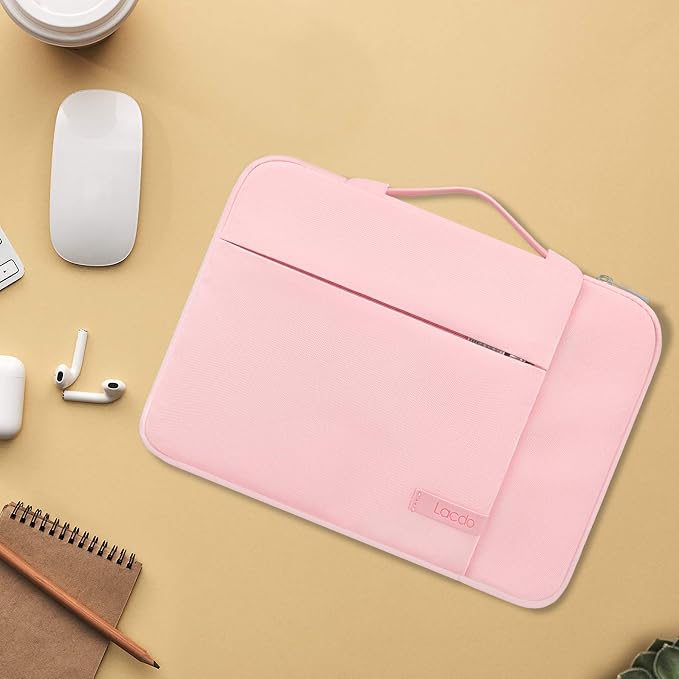 Lacdo 360° Protective Chromebook Case 11 Inch Laptop Sleeve for 11 Inch Acer HP Lenovo Dell Samsung ASUS Chromebook Spin 311, 13 Inch Microsoft Surface Pro 11th Copilot+PC/10/9/8/X Computer Bag, Pink