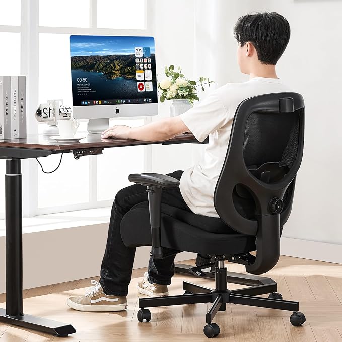 BOSMILLER Big and Tall Office Chair with Wide Thick Seat Cushion for Heavy People,700lbs Ergonomic Mesh Desk Chair with Adjustable Lumbar Support and Armrests for Adults Sitting All Day