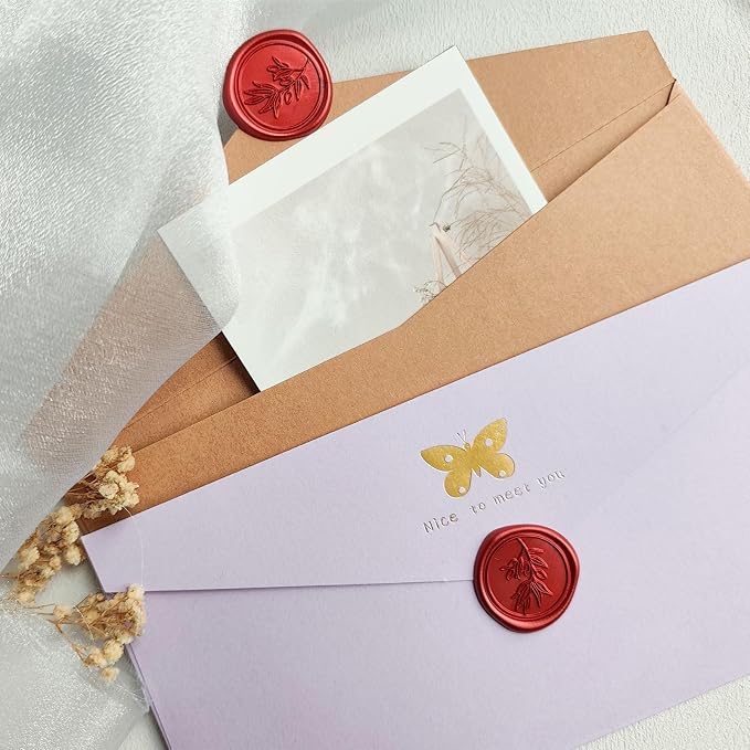 50 Pcs Red Wax Seal Stickers Self- Adhesive Wedding Invitation Seal Stickers, Perfect for Invitation Cards, Envelopes Christmas Cards, Gift Wrapping, Party Menu Decor