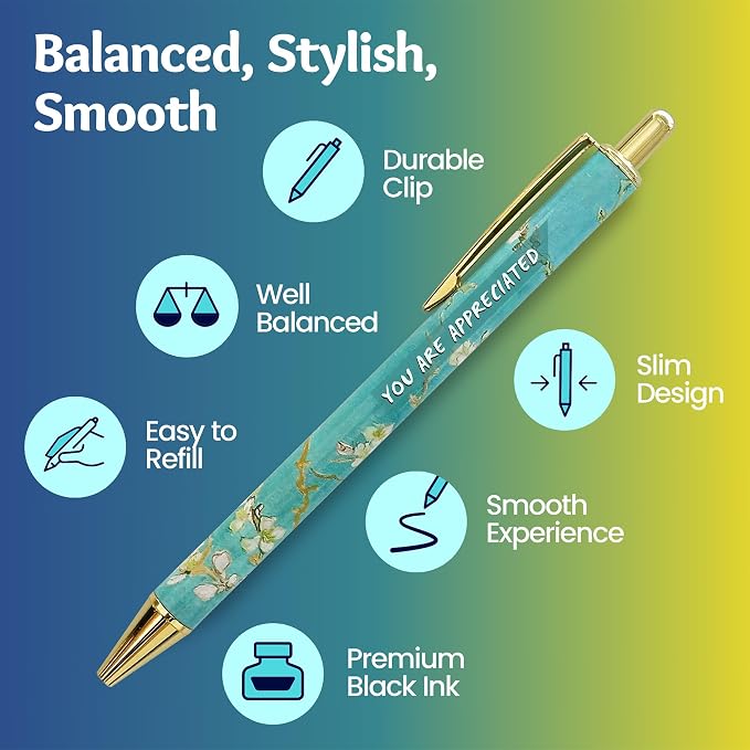 MESMOS Van Gogh Fancy Pens Gift Set, End of Year Teacher Appreciation Gifts for Women & Men, Thank You Gift Pen Sets for Coworkers, Inspirational Journal Pens, Starry Night Luxury Pen for Teachers