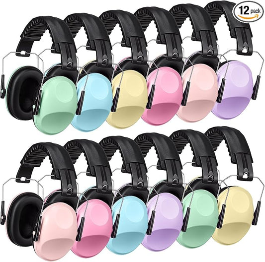 Amylove 12 Pcs Kids Ear Protection Noise Cancelling Headphones Ear Muffs Bulk 27db Adult Noise Reduction Hearing Earmuff (Universal Fit (kids & Adults),Sweet Style)