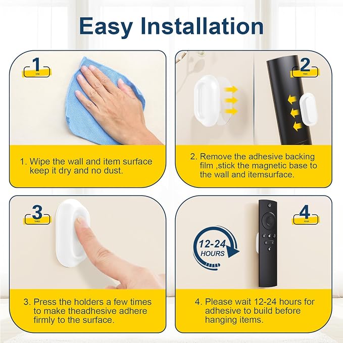 Magnetic Silicone Remote Control Holder Wall Mount for TV Fan 6 Pack White | Upgraded Silicone Remote Caddy, Self-Adhesive, Remotes Control Organizer Storage, Home Office Air Conditioner Remote Holder