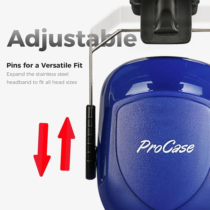 ProCase NRR 28dB Noise Reduction Ear Muffs, Foldable Adjustable Passive Noise Cancelling Headphones for Adults Kids Autism, Hearing Protection for Shooting, Construction -2 Packs, Purple & Navy
