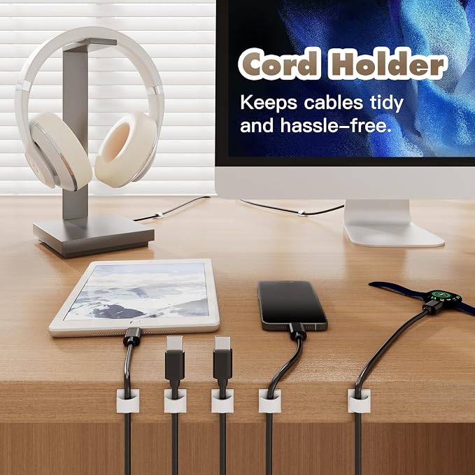 50Pcs Strong Adhesive Cable Clips, Dash cam Clips, car Wire Clips,Cord Organizer Cable Management,Cord Holder for Under Desk TV wall nightstand Office Home