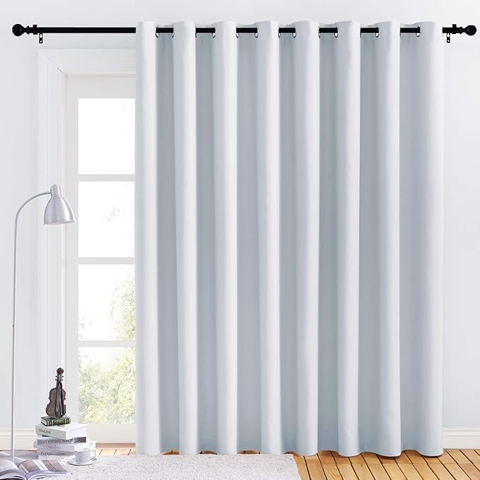 NICETOWN Room Darkening Drape for Nursery - (120 inches Width by 90 inches Length, Greyish White, Sold Individually) Light Blocking Curtain Panel for Bedroom, Soft Fabric Window Treatment
