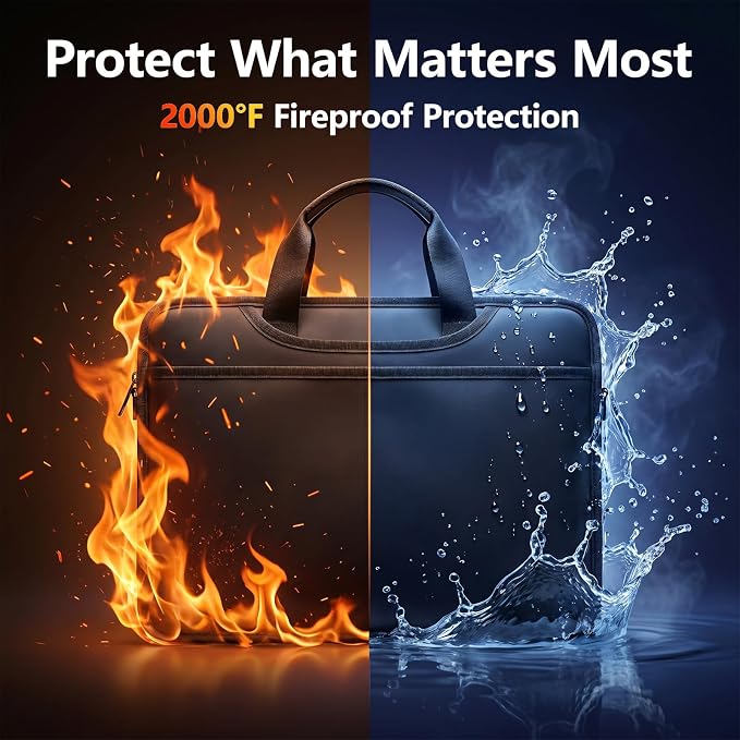 Fireproof Accordion File Organizer Bag A4 13 Pockets Expandable Document Folder with Handle Portable Important Document Storage Case Fire Resistant File Organizer for Home Office Travel Black