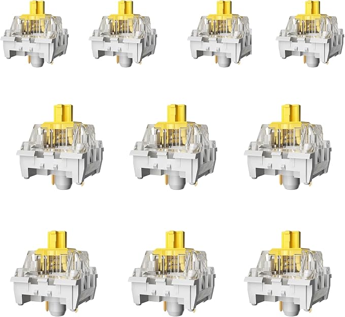 ZhouWang Yellow Switch 3 Pin 50gf Pre-Lubricated,Dustproof Linear Switch,Suitable for RGB,Mechanical Gaming Keyboards、MX Mechanical Keyboard(Yellow,90PCS)