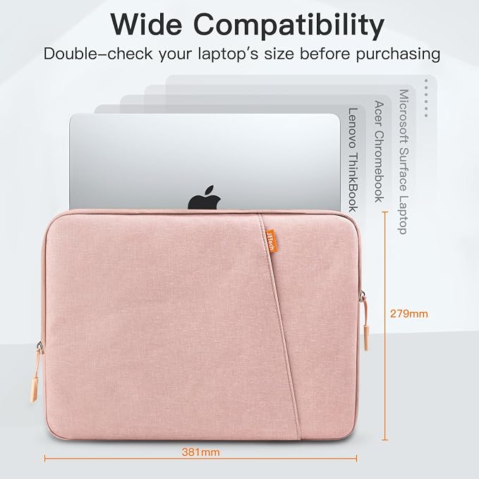 JETech Laptop Sleeve for 15-Inch Notebook, Compatible with MacBook Air 15-Inch M5-M2, MacBook Pro 16-Inch M5-M1, Waterproof Shockproof Case with Accessory Pocket Bag (Rose Gold)