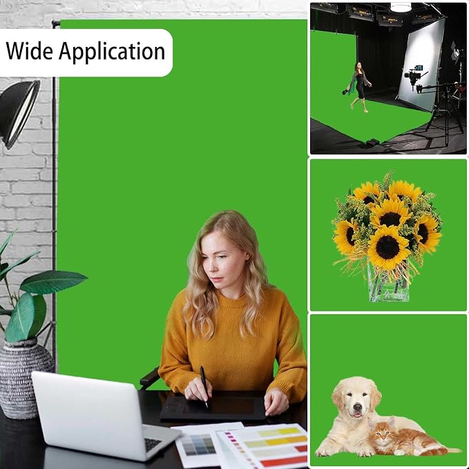 Green Screen Backdrop, Product Photo Backdrop for Photoshoot, Photography Background for Streaming Video Studio 5FTx7FT