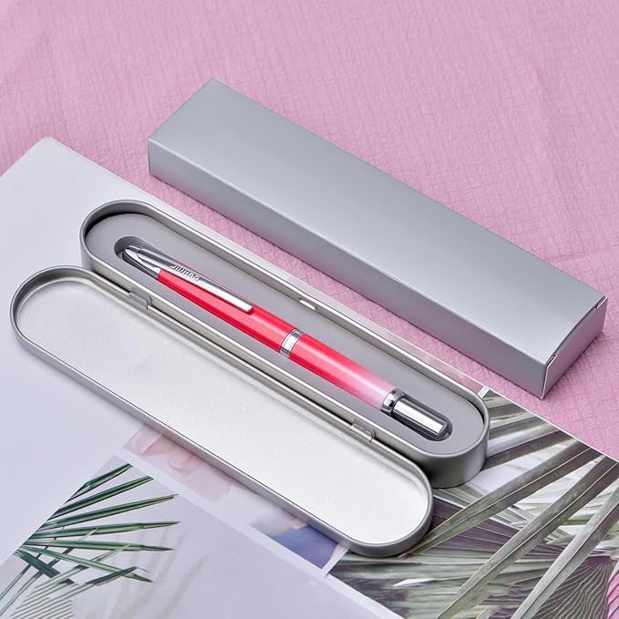 Jinhao 10 Press Fountain Pen with Box, Gradient Red Retractable Fine Nib with Ink Converter Set (Silver Clip)