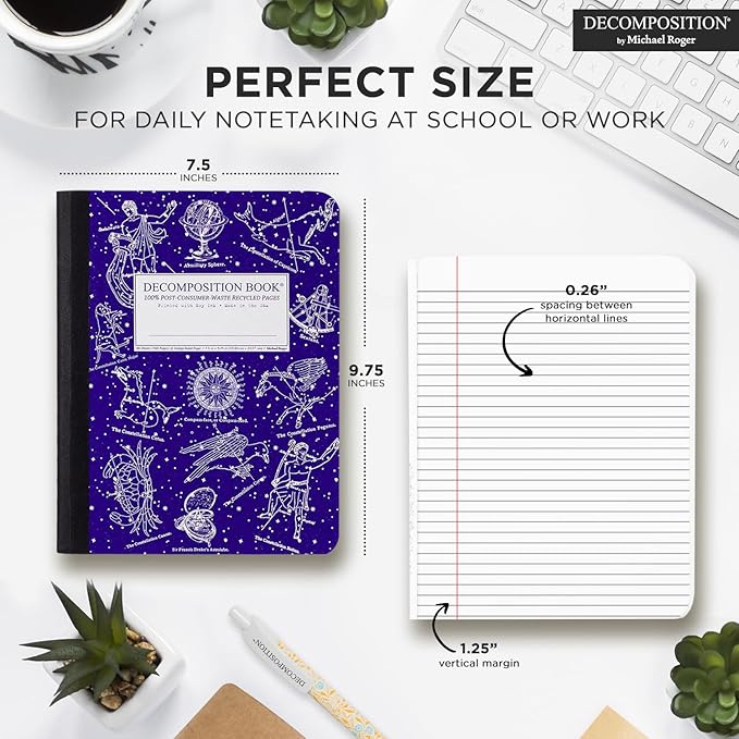 Decomposition Celestial Composition Notebook - 9.75 x 7.5 Journal with 160 Lined Pages - Notebooks for School Supplies, Home & Office - 100% Recycled Paper - Made in USA