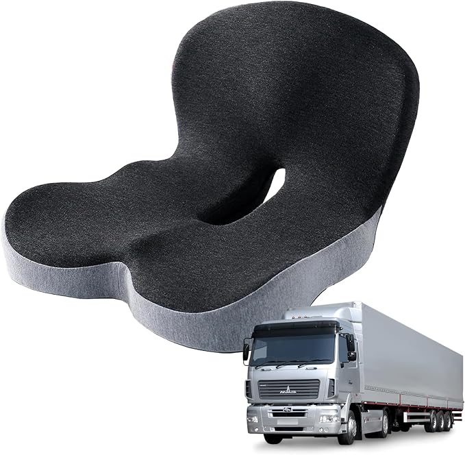 Memory Foam Seat Cushion for Truck Drivers, Office Chairs & Car Seats Back Support Sciatica Relief Pillow for Tailbone Ergonomic Pressure Relief Pad for Long Sitting & Driving