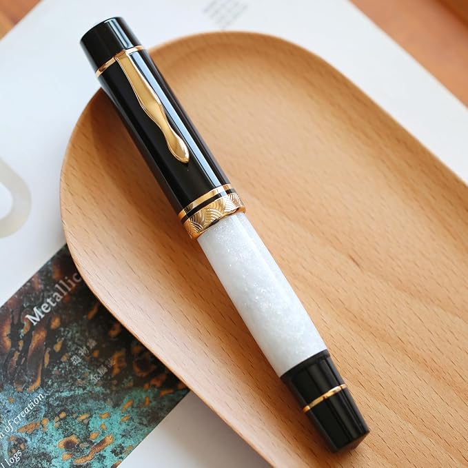 erofa Majohn P139 NO.8 Fine Nib Piston Fountain Pen with Box, Brass Piston System Large Capacity Writing Pen