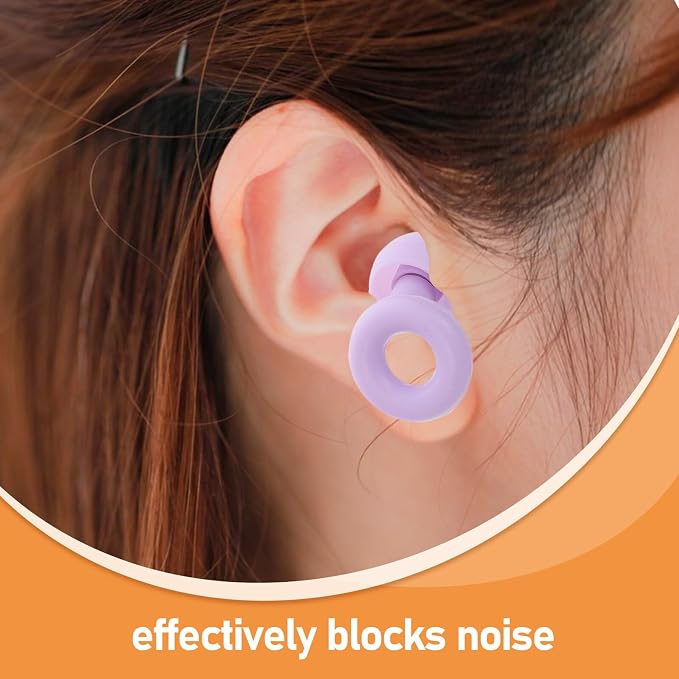 Reusable Silicone for Sleeping and Hearing Protection, Noise Cancelling with Single Flange Design, Soft Noise Reduction for Travel, Work, and Sleep – 1 Pair Purple