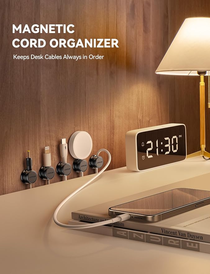 JOYROOM 9 Pack Magnetic Cable Clips, Cord Organizer Adhesive Wire Holder | Home Nightstand Office Desk Accessories, Car Wall Organization, Phone Charger Cord Holder Management, Cable Smooth Adjustable