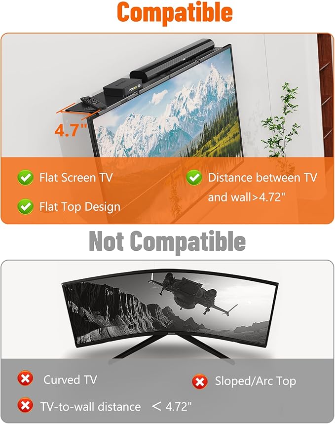 Soundbar Mount, No Drilling Steel TV Top Shelf Fits Most of Sound Bars Up to 15 Lbs, Universal Sound Bar TV Mount Bracket, Sound Bar Stand Compatible with Samsung, Sony, LG,Bose, 33.8x4.7inch