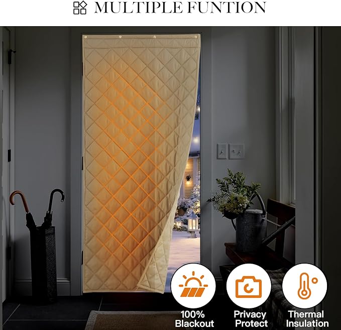 RYB HOME Summer Heat Blocking Thick Quilted Insulated Curtains, Thermal Insulated Curtains Room Divider for Energy Saving Window Treatment for Bedroom Living Room, W42 x L86, Mocha, 1 Panel