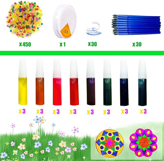 AUEKIV 30 Sets Suncatcher Kit Mandala Suncatchers Window Art Paint Sun Catcher DIY Craft Kits Flower Suncatcher Kit for Summer Decoration Home Activity Art Project Birthday Party Favors