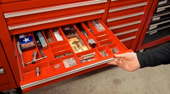 Ernst MFG 10 Compartment Drawer Organizer: Heavy Duty Stackable Tray for Automotive Garage Tool Organization - Low-Profile Toolbox Storage - Nuts and Bolts, Tools, Parts, Easy to Clean - Blue