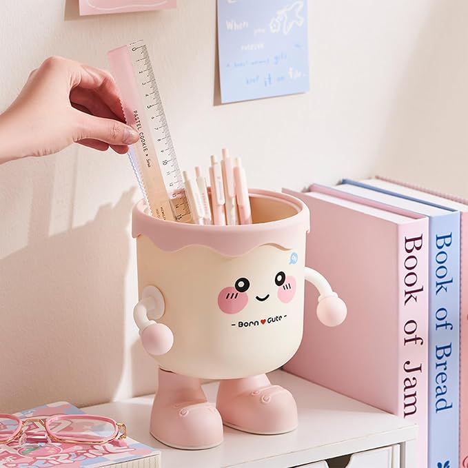 Small Covered Desk Organiser Storage Bin for Stationery Cosmetics Pen Holder Space Saving Multipurpose Home Office Container