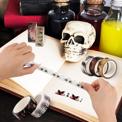 Halloween Washi Tape Set 20 Rolls Witchs Themed Decorative Tapes Holiday Washi Tape for Kids Halloween DIY Art Crafts Notebook Scrapbooking & Stamping Supplies