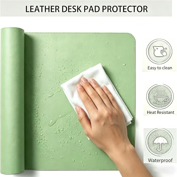Green Desk Mats Gaming Desk Pad, 24"x63" ZGLCQSGY Extended Mouse Pad Large Keyboard Mats, Laptop Mat for Desk, Desktop Mat Mousepad Office Decor for