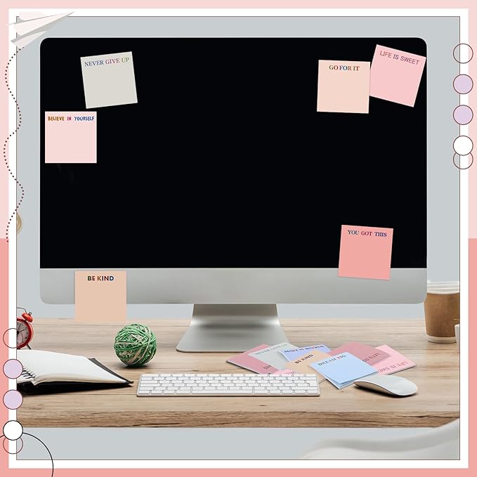 Yinder 24 Pcs Inspirational Sticky Notes Thank You Gift Motivational Sticky Note Pad Employee Appreciation Gift Bulk for Staff Coworker Teacher Nurse Office Groups 3 x 3'' (Inspirational,Aesthetics)