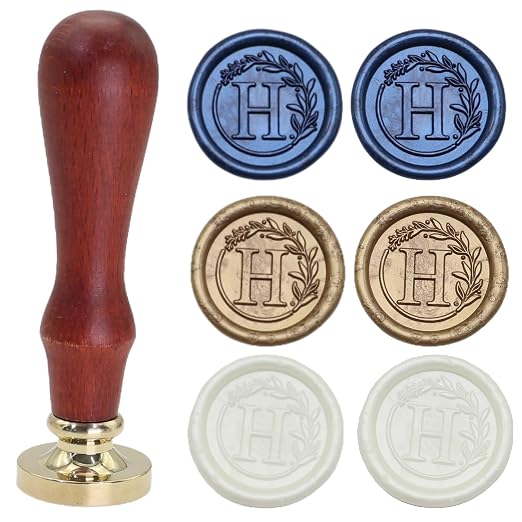 732 Pcs Sealing Wax Stamp Kit with Electric Wax Seal Warmer, Initial Alphabet H Seal Stamp, Assorted Color Waxseal Beads, Spoon, Letter Sealingwax Stamp Kit (H)