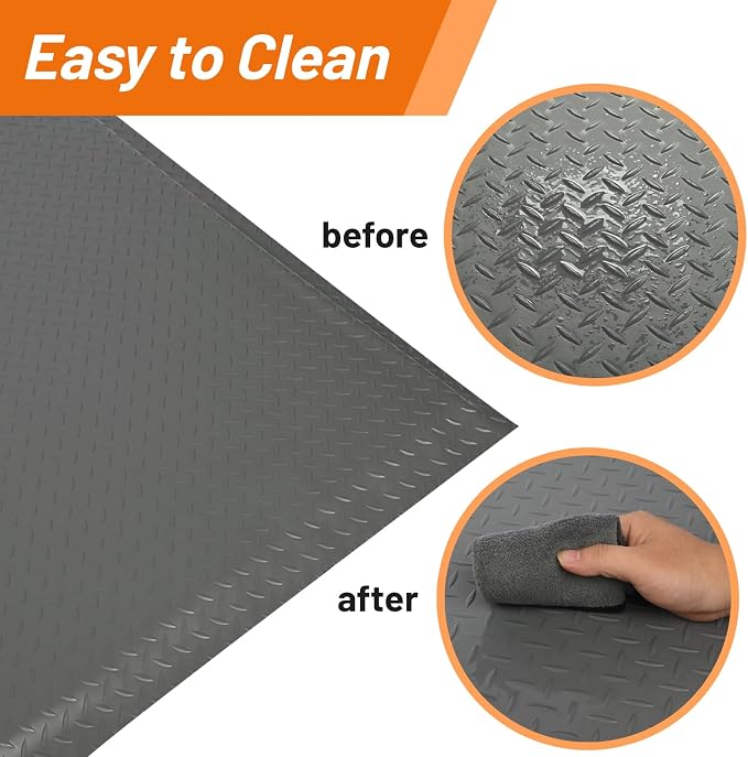 Nisorpa Anti Fatigue Mats Industrial 2' x 3' Ergonomic Standing Mat 15/16" Extra Thick Shop Floor Mat Kitchen Mats Heavy Duty Commercial Diamond Plate Support for Leg & Back Pain, Grey