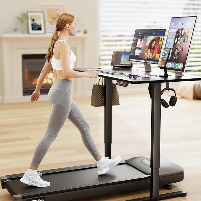 Furmax Electric Standing Desk, 45 x 24 Inches Sit Stand up Desk, Sit Stand Height Adjustable Home Office Desk with 4 Height Position Memory (Black, 45)