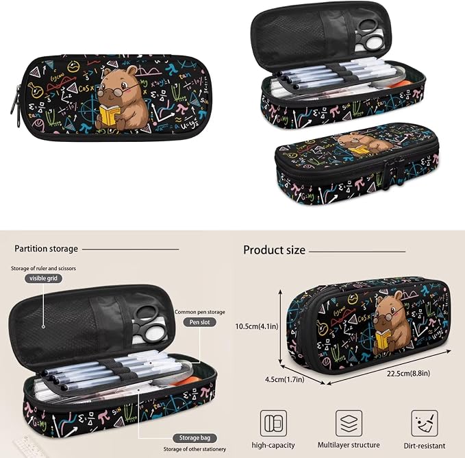 Doojoayie Cute Capybara 2nd Grade Backpack Girls Lightweight Backpacks for Girls with Lunch Box 17 inch Bookbag with Multiple Pockets Compartments for Kindergarten Book Theme
