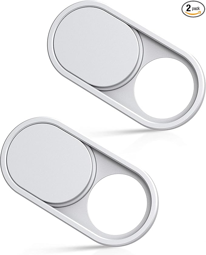 imluckies Metal Webcam Cover Slide, 0.023in Camera Cover for Laptop Computer, MacBook Pro/Air iMac iPad Tablet iPhone 8/7/6 Plus, Echo Show/Spot Web Camera Blocker Protect Your Privacy [2 Pack White]
