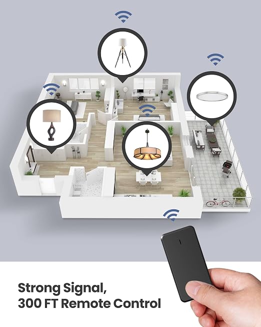 Remote Control Outlet Plug with 2 Switches, Buckle Design & Removable Wireless Light Switch, 300 ft, 1500W On Off Power Switch for Household Appliances, No Wiring No WiFi, Programmable, Black