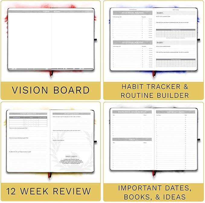 The Phoenix Journal - Quarterly Goal Planner, Daily Planner Journal & Organizer for Goal Setting, Productivity & Focus - Undated 12 Week Planner, Weekly & Monthly Planning, Habit Tracking - Hardcover (Sapphire)