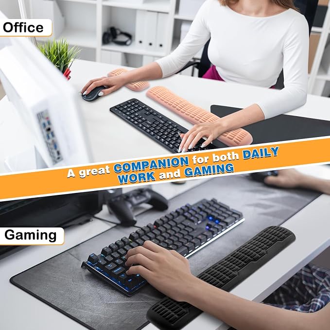 UnivoColors Ergonomic Mouse Wrist Rest,Latest 3.0 Wave Curve Design,High-Resilience Memory Foam Non-Slip Base,Reduces Wrist Fatigue,Ideal for Office Gaming & Long Hours of Use(Navy)