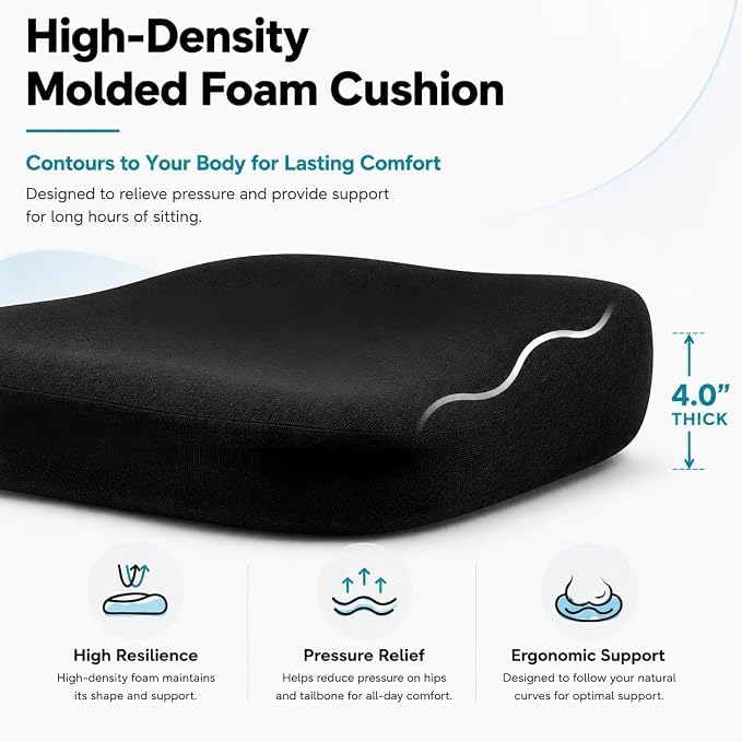 Ergonomic Office Chair, High Back Mesh Computer Chair with Molded Foam Cushion, Adjustable Headrest, Lumbar Support, Tilt Lock and Coat Hanger for Home Office