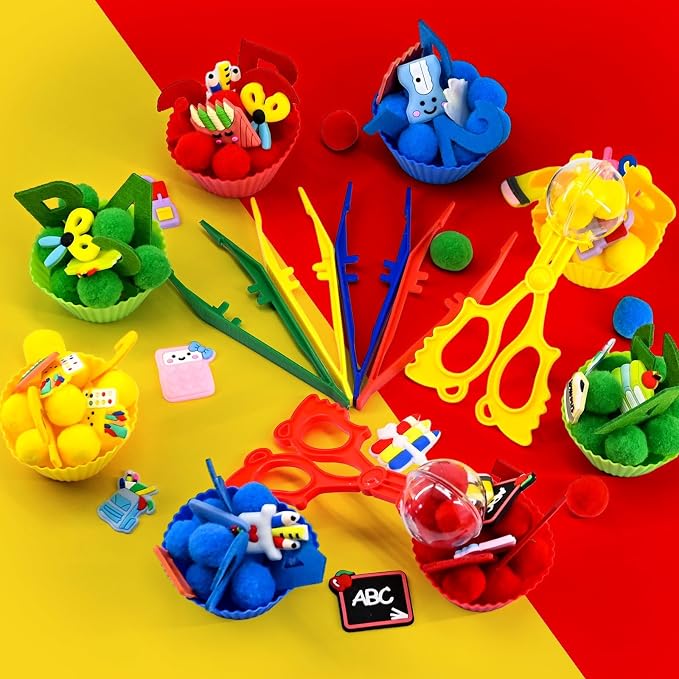 246 Pcs Back to School Sensory Bin Items Stationery Counting Sorting Sensory Bin Filler Fine Motor Apple Pencil Crayon Numbers and Letters Counts for Easter Spring Summer Sorting Counting Decor