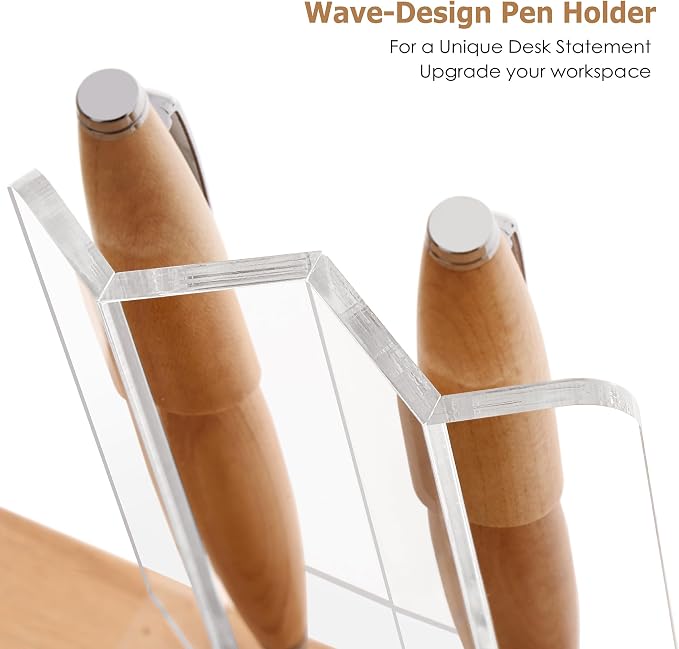 SANRUI Acrylic Pen Display Stand Holder, Clear Fountain Pen Pencil Makeup Brush Rack, Ballpoint Pen Showcase, Paintbrush Drying Organizer Desk for Home School Office or Store Use, Holds 2 Pens
