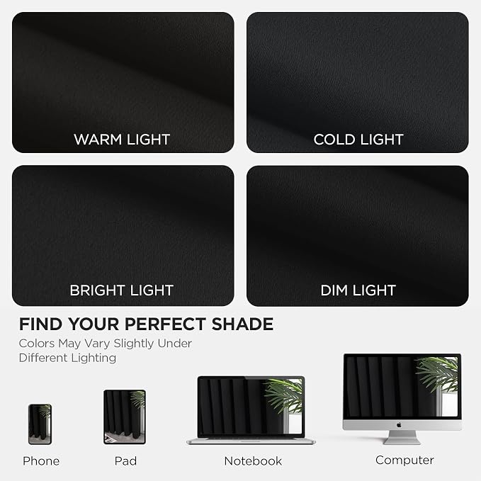 Joydeco Blackout Patio Sliding Door Curtains 84 Inches Long, Grommet Privacy Room Divider Curtains, Extra Wide Thermal Blackout Drapes for Bedroom Living Room (Black, 60Wx84L, 1 Panel)