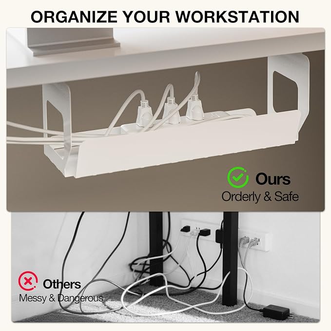 Muvai 59 Inch L Shaped Standing Desk Adjustable Height with Cable Management Tray,Gaming Electric Corner Standing Desk, Sit Stand Computer Table with Reversiable Splice Board,White