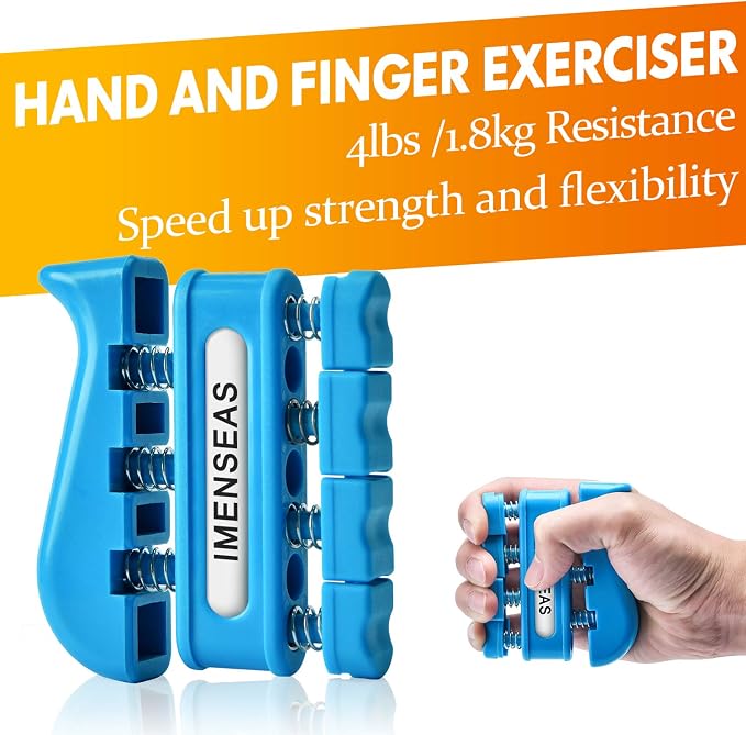 Grip Strength Trainer 7 Pack Adjustable Hand Gripper, Finger Stretcher Resistance Extensor Bands, Finger Exerciser, Grip Strength Ring & Stress Ball, Hand Grip Strengthener