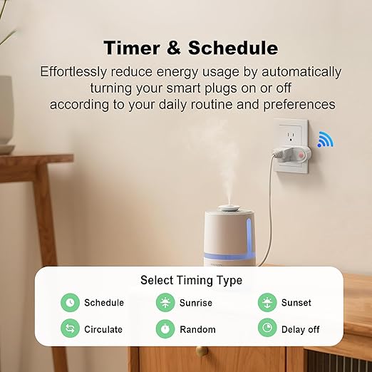 Matter Smart Plug, Work with Apple Homekit, Alexa & Google Home, WiFi Outlet with 15A/1800W Max, Voice Control, Supports Energy Monitoring by Tuya, 2.4GHz Wi-Fi Only, 4 Pack