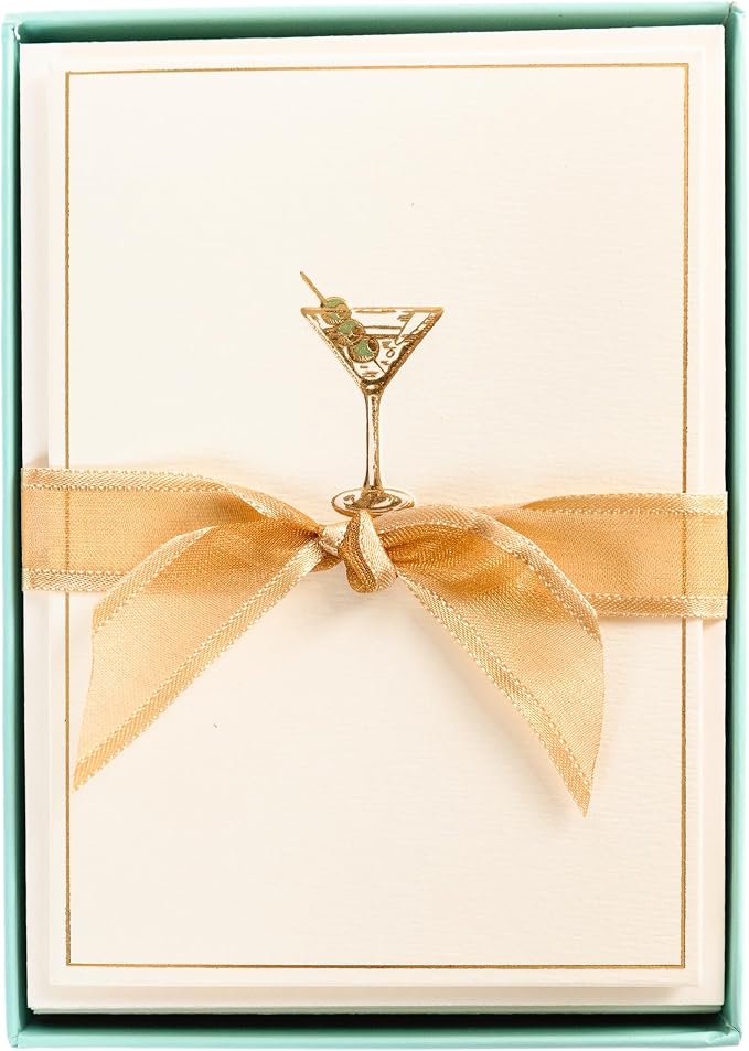 Graphique La Petite Presse Martini Boxed Notes | Blank Note Cards with Envelopes | 10 Count All Occasion Greeting Card Set | 3.25 x 4.75 Inches | High Quality Thick Paper Stationery with Unique Design