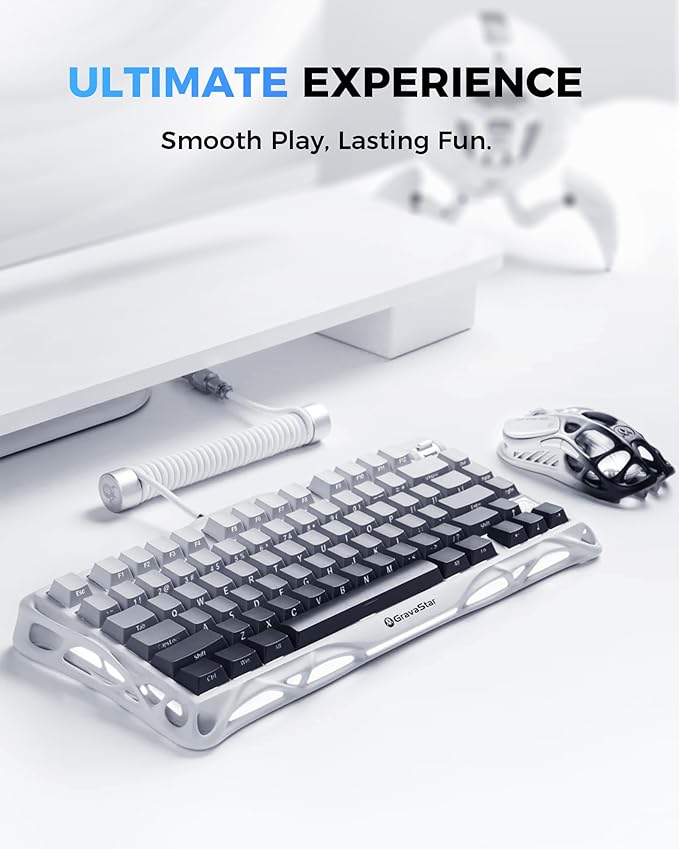 GravaStar Mercury K1 75% Wireless Mechanical Gaming Keyboard, Aluminum Alloy Exoskeleton Design, Gasket Custom Keyboard Hot-Swap Socket, Linear Switches, RGB Backlit【Gradient White】
