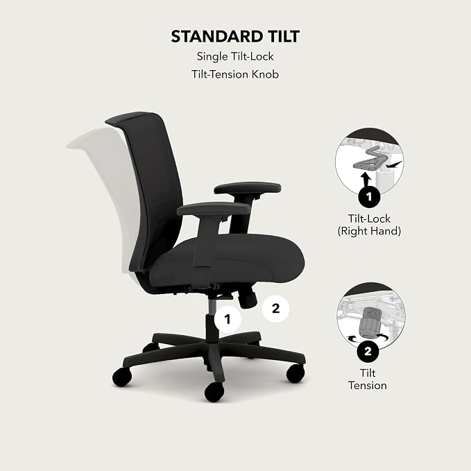 HON Convergence Ergonomic Office Chair, Office Desk Computer Chair, Fog | Fabric ergonomic desk chair with lumbar support, seat glide, adjustable arms and breathable mesh comfort, office decor