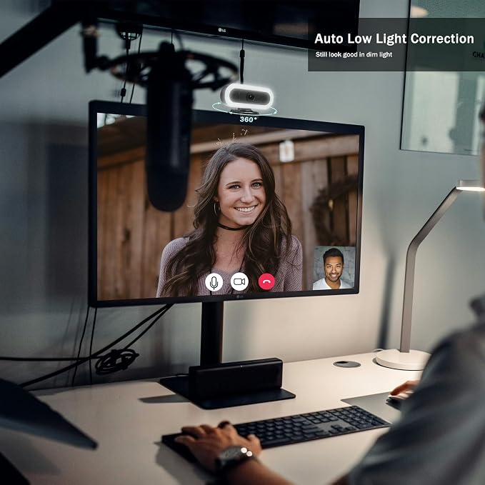2K Webcam for PC with Microphone/Ring Light,USB C Computer Camera | Webcam with RGB/White Light/Cover,Autofocus,65°FOV, PC Web Camera for Desktop Computer Video Meeting/Gaming Streaming